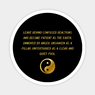 Leave Behind Confused Reactions And Become Patient As The Earth; Unmoved By Anger, Unshaken As A Pillar, Unperturbed As A Cellar And Quiet Pool. Magnet